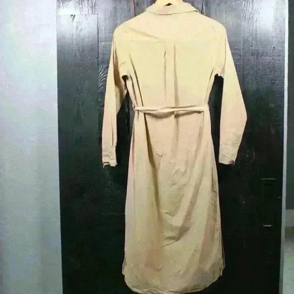 KOTN 100% Egyptian Cotton Khaki Maxi Button Up Collared Shirt Dress Women Size 4 - Picture 10 of 14